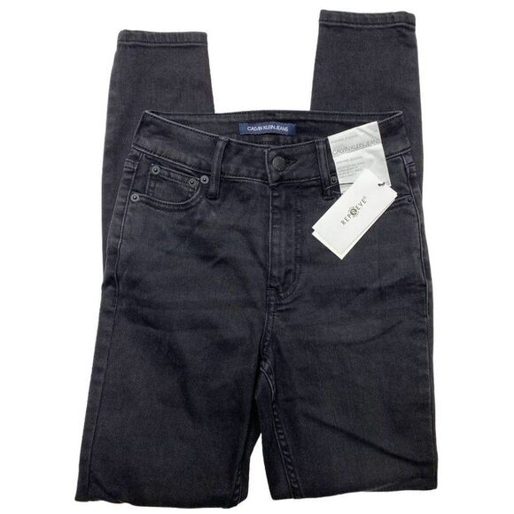 Calvin Klein High Rise Ankle‎ Skinny Jean Jegging Women's 25 Black Stretch Crop - Picture 1 of 12